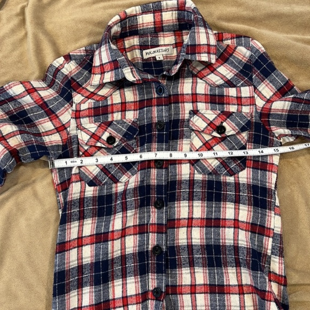 Molokai Surf red, white & blue flannel womans size small. 2 front chest pockets - Picture 5 of 6